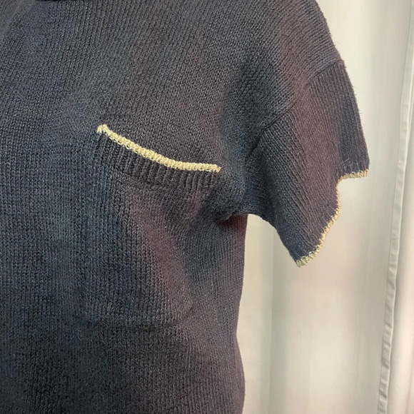 Rafaella black/cream trim short sleeve  sweater size large - Picture 3 of 4